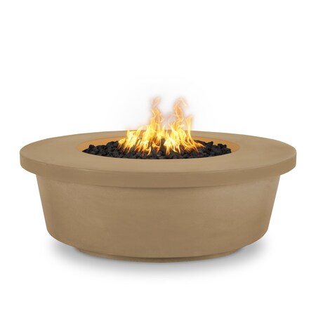 The Outdoor Plus 48 Round Tempe Fire Pit - GFRC Concrete - Brown - Low Voltage Electronic Ignition - Liquid Propane OPT-TEM48E12V-BRN-LP
